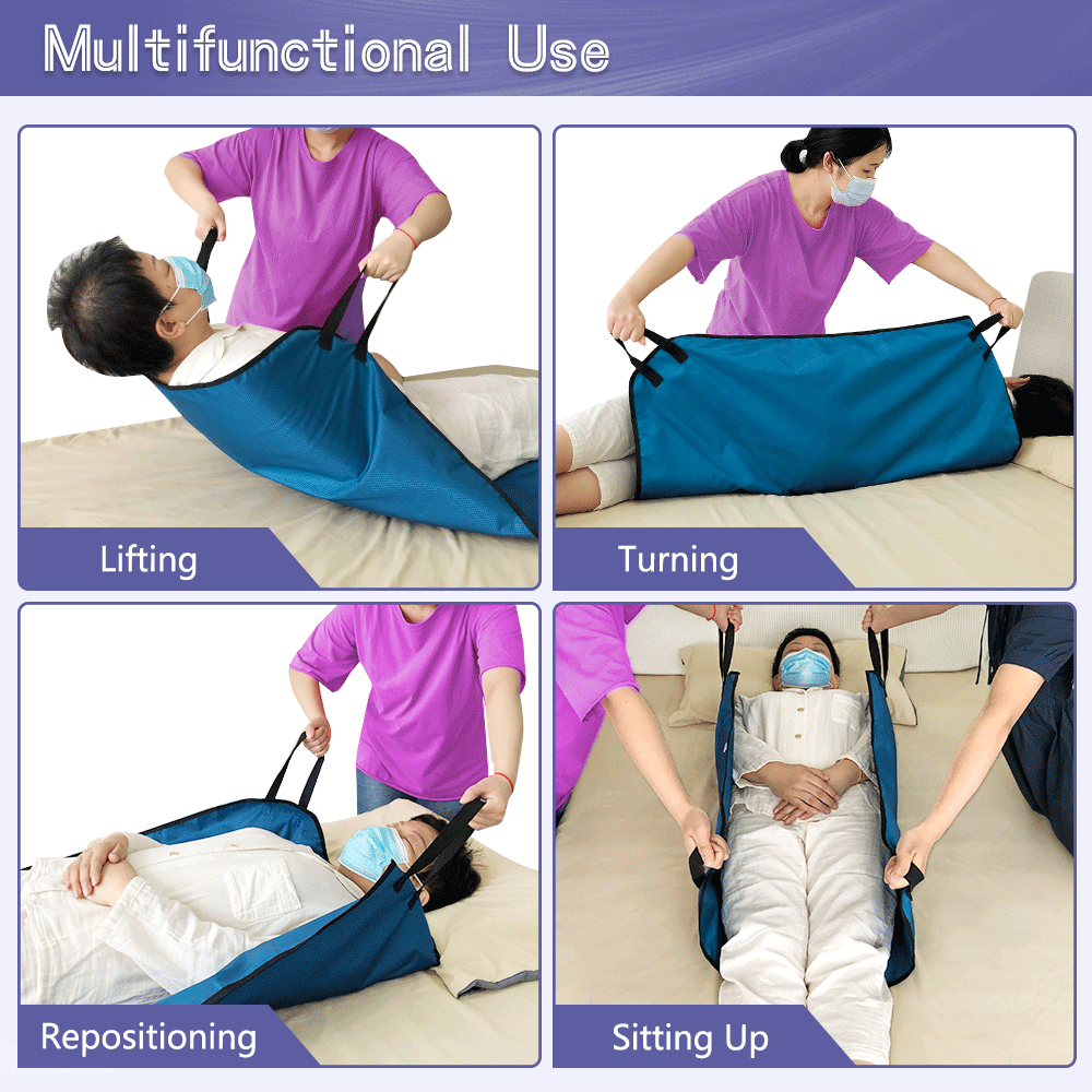 Transfer Board Slide Patient Lift Transfer Belts Lifting Seniors Disabled Positioning Pad Draw Sheet Hospital Bed Pads with Handles for Turning, Lifting & Repositioning (39" X 36")