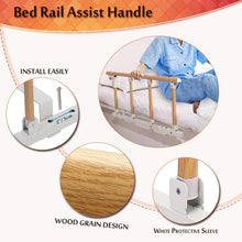 Load image into Gallery viewer, Bed Rails Safety Assist Handle Bed Railing for Elderly &amp; Seniors, Adults, Children Guard Rails Folding Hospital Bedside Grab Bar Bumper Handicap Medical Stand Assistance Devices (Wooden Grain)
