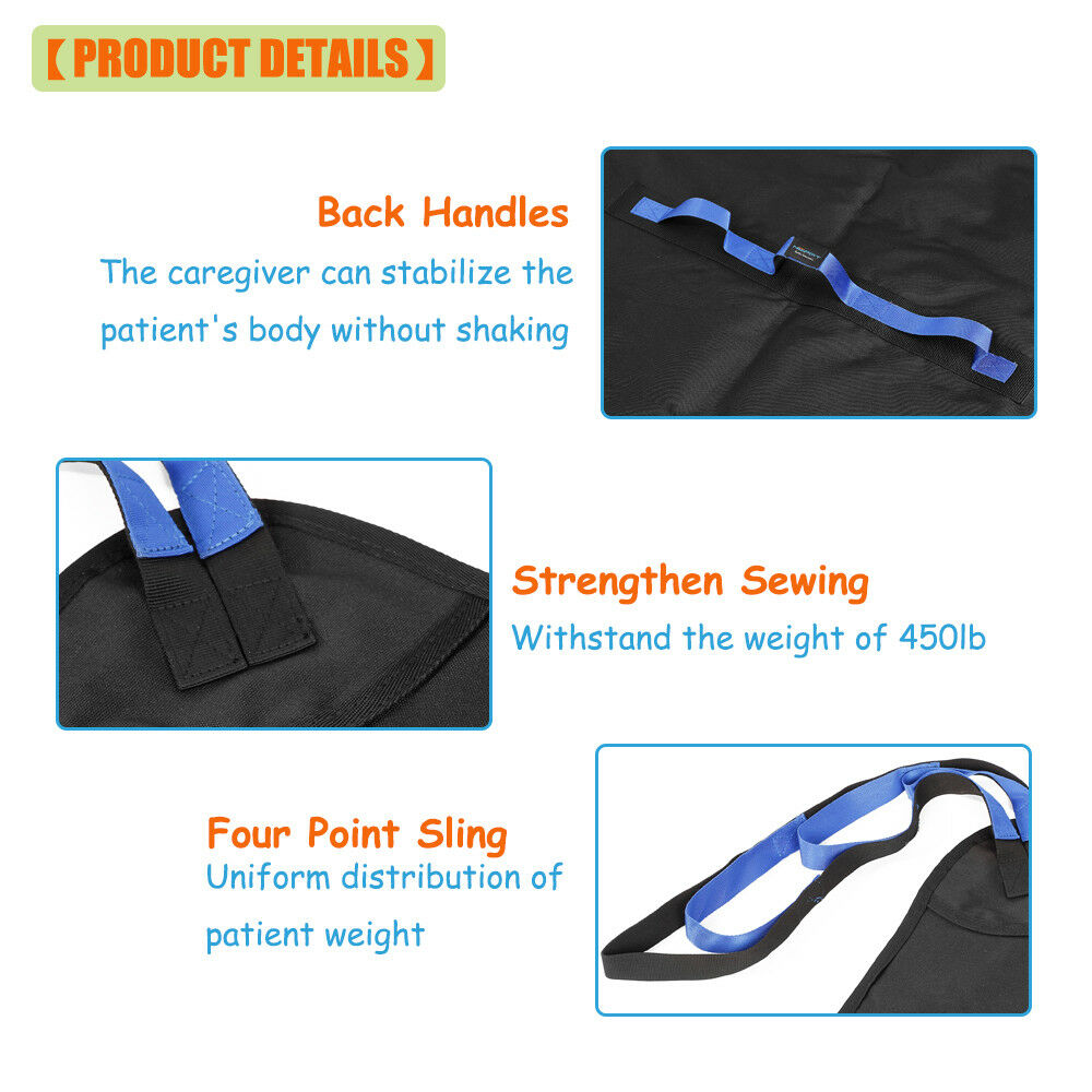 Patient Lift Sling Power Full Body Medical Lift Equipment Transfer Belt Black