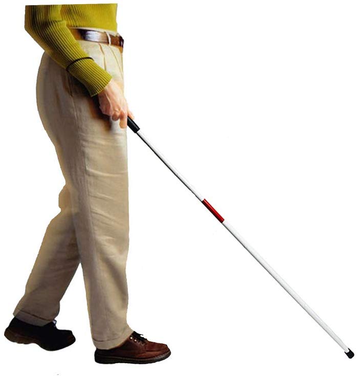 Folding Blind Walking Stick White Cane for The Blind Person Mobility Guide Cane Reflective Red - 49 inch Collapsible Aluminum Canes Equipment for Blind People and Vision Impaired