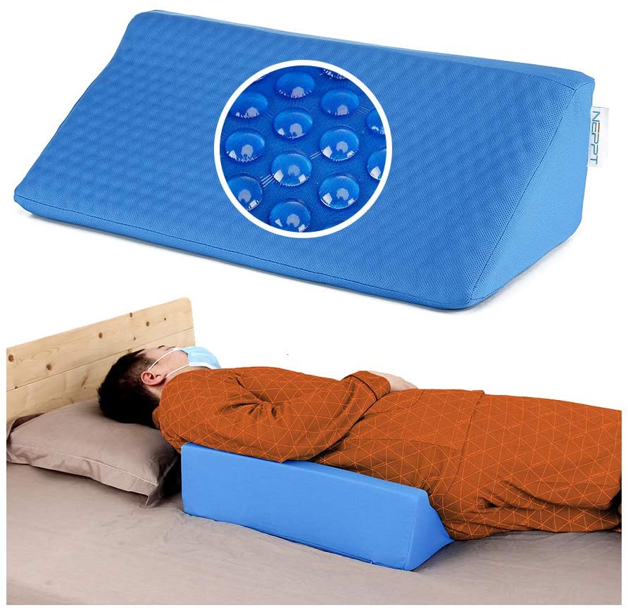 NEPPT Wedge Pillows for Sleeping Bed Gel Wedges Body Positioners 30 Degree Incline Wedge Pillow for Adults, Back Pain, Bed Sore Medical Foam Elevated Legs Bolster (Blue-Gel)