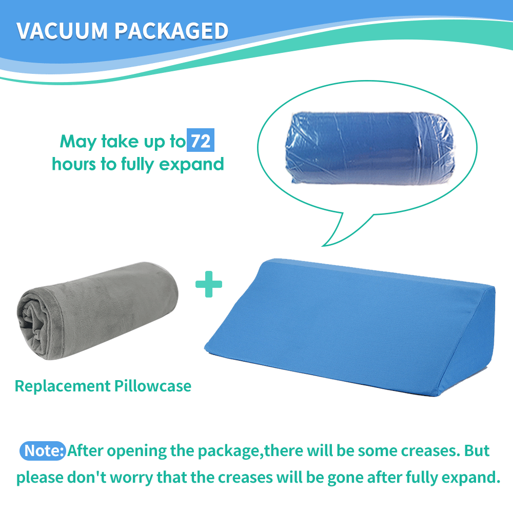 Wedge Pillows for Sleeping Foam Bed Wedges Body Positioners 30 Degree Incline Pillow for Adults, Side Sleeping, Back Pain, Medical Elevated Bolster Positioning Wedge (1 Pillow + 2 Cover)