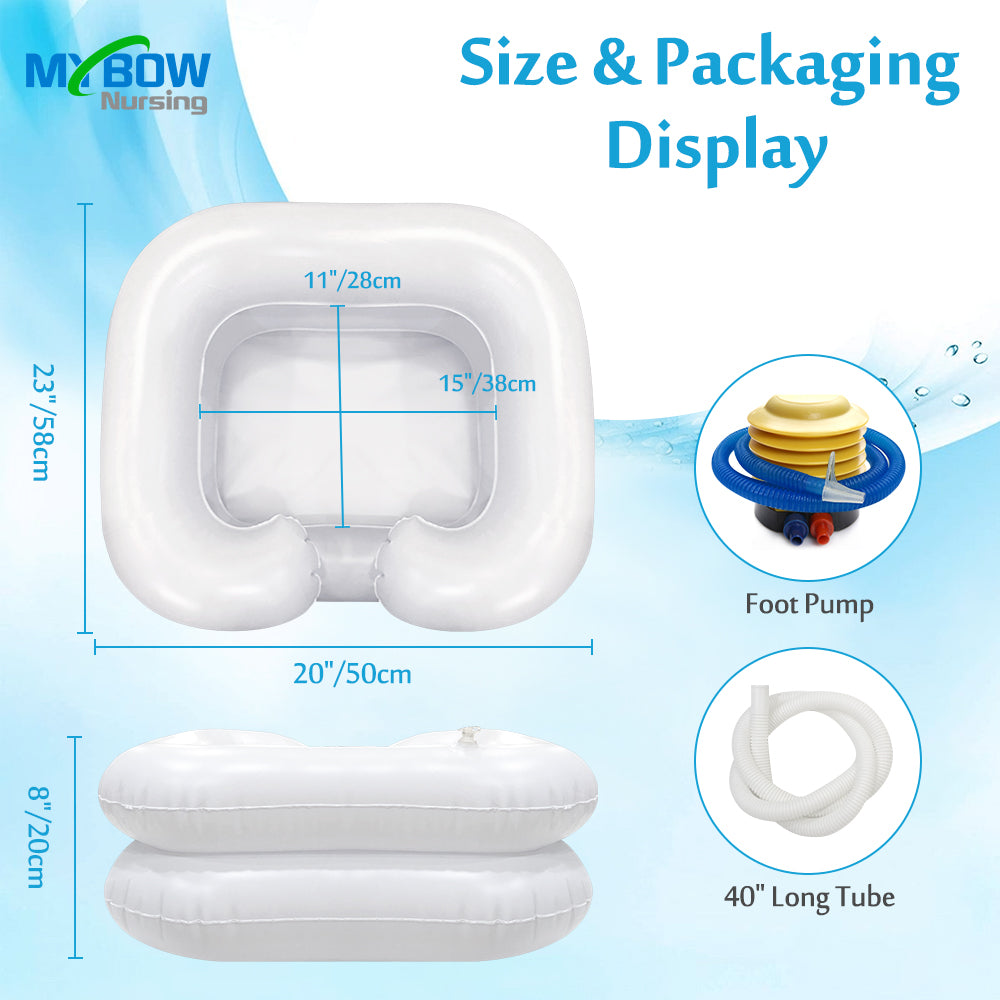 Inflatable Hair Washing Basin Shampoo Bowl for Bedridden Portable with Pump